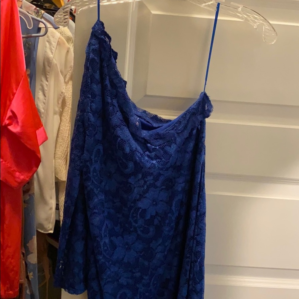 Off the shoulder blue dress